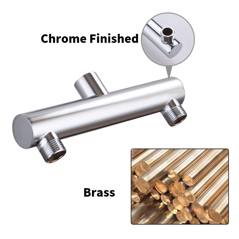 AZOS Chrome Double Outlet Shower Manifold, Suitable for Dual Sprayer Showering System, Can Connect Two Showerheads - Double Enjoyment - Image 3